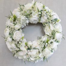 Fehér selyemvirág ajtódísz/kopogtató ∅:40cm