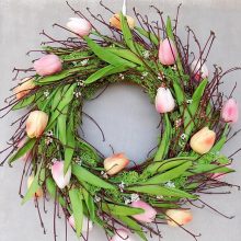 Nagy  ajtódísz, tulipánokkal ∅:50 cm