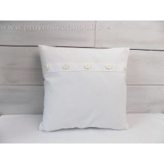 Díszpárna gombokkal, fehér pamut. 40x40cm   /k1/