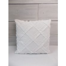 Díszpárna rojtozottl, fehér pamut. 40x40cm   /k1/