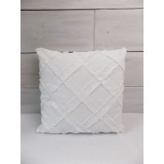 Díszpárna rojtozottl, fehér pamut. 40x40cm   /k1/