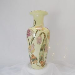   Zsolnay fajansz, kézzel festett, orhideás Scharffeuer váza 27x13cm