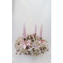   Adventi koszorú, természetes. "Rózsszín felhő" ∅:35cm  /k1/