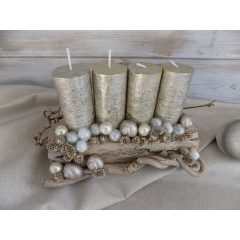 Adventi  koszorú  arany rönk 29x19x15 cm /k1/
