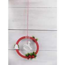 Karácsonyi ablakdísz hintalóval kétoldalas. ∅:18 x51 cm  /k1/