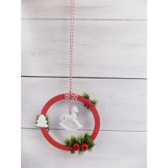   Karácsonyi ablakdísz hintalóval kétoldalas. ∅:18 x51 cm  /k1/