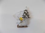   Korcsolyacipő fenyővel, madárral, műanyag függődísz, 5x3x8cm  (k1)