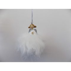 Angyal szőrme szoknyába, akasztós,fehér 10x10cm   /k3/+