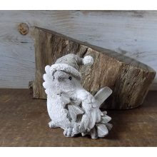 Madár figura sapiban, fenyőfával, enyhén csillámos 8x8x7  /k1/+