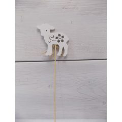 Betűzős fa bárány, fehér 7,5x7,5+18cm   /8/