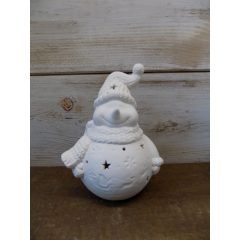   Ledes hóember figura, matt fehér kerámia.16,5x11cm    /k1/