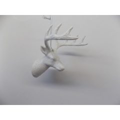   Szarvas akasztó,s fehér csillámos, könnyű műanyag 13x7x7cm   /k4/