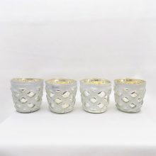 Mécsestartó szett (4db-os) üveg 8x8cm  /k1/