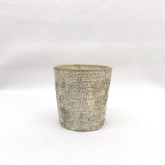 Mécsestartó üveg, ó-arany rusztikus 6x6cm.