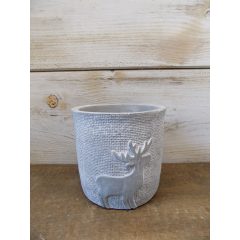 Beton kaspó, szarvas mintás Ø:10,5x10cm  /k2/