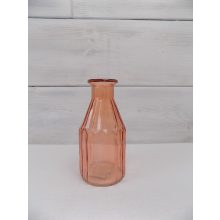 Üveg váza bordás, lazac színű 16x5-7,5cm/1/+
