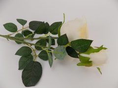   Hosszú szárú, leveles rózsaszál bibóval, krém. 65cm magas  /k9/