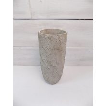 Betonváza, natur levéllenyomat mintával ∅: 12,5x29  /k1/